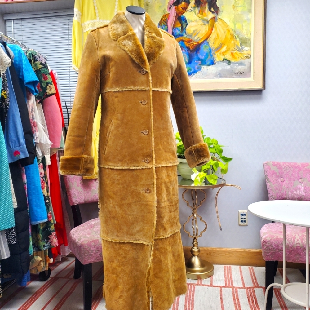 Leather Light Brown Vintage Long Coat